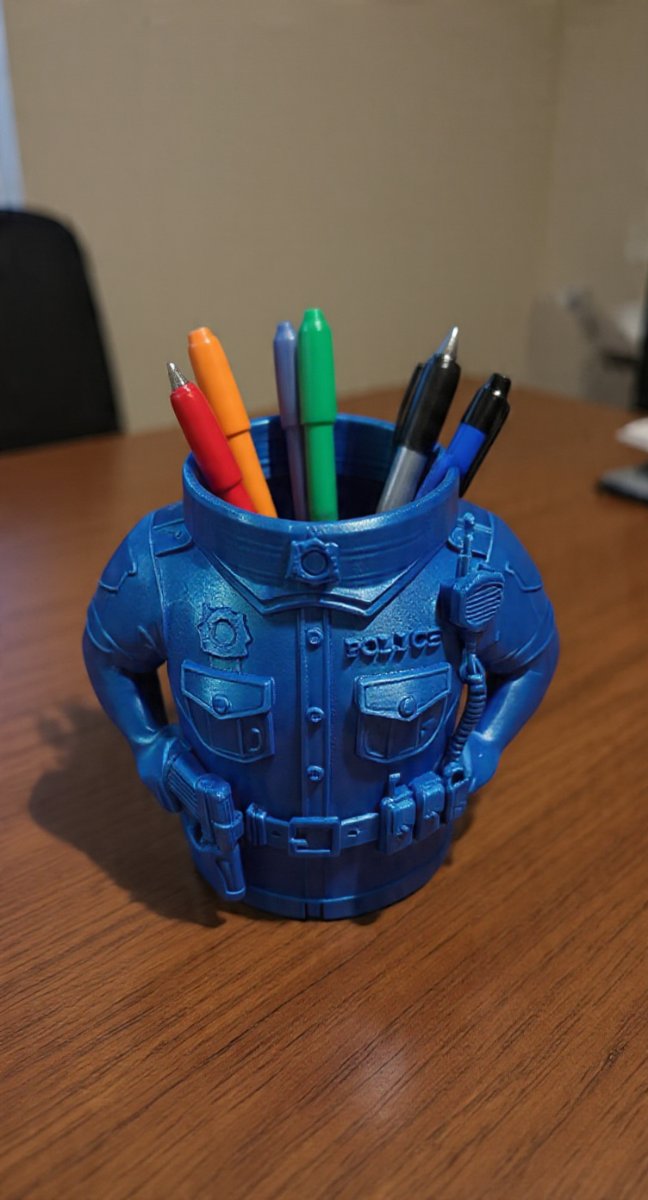 Porta Canetas Policial Impressão 3D | Organizador de Mesa para Escritório e Home Office