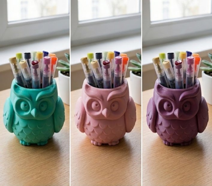Porta-Canetas E Vaso Coruja Em Impressão 3D Personalizado